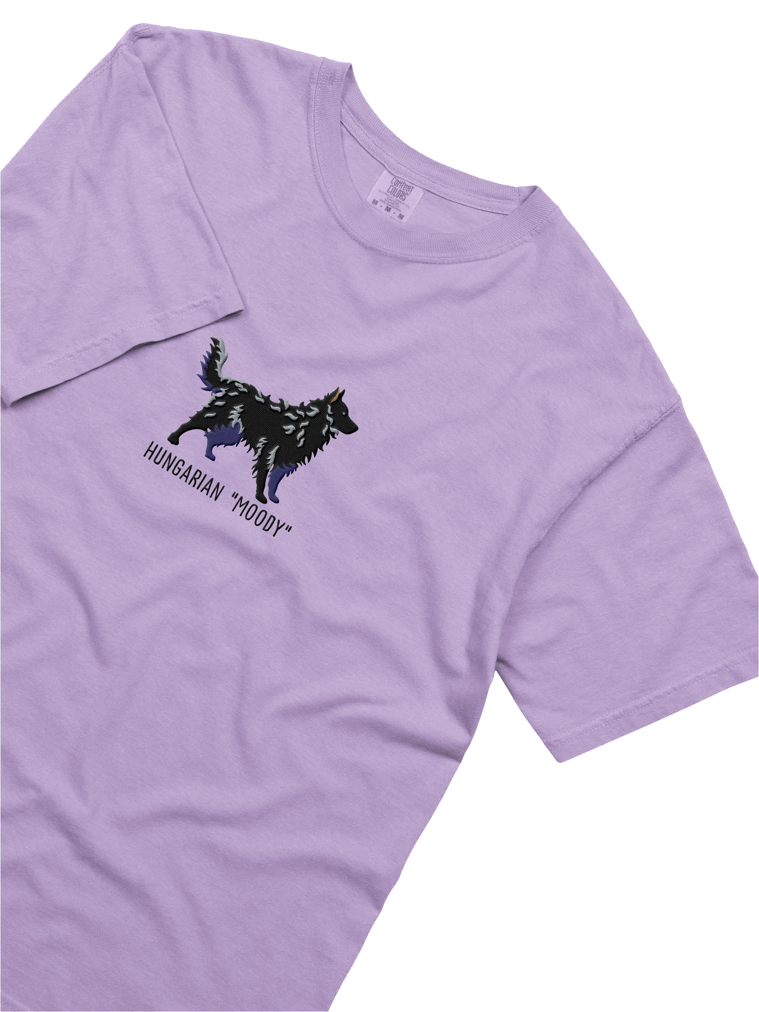 Hungarian Moody T-Shirt(Embroidered) of a Hungarian Mudi(Black) product image (35)