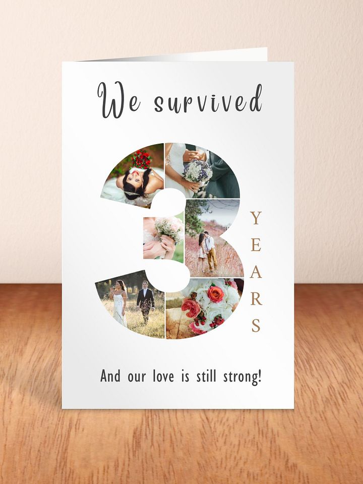 3 Year Anniversary Photo Card Editable Canva Template product image (2)