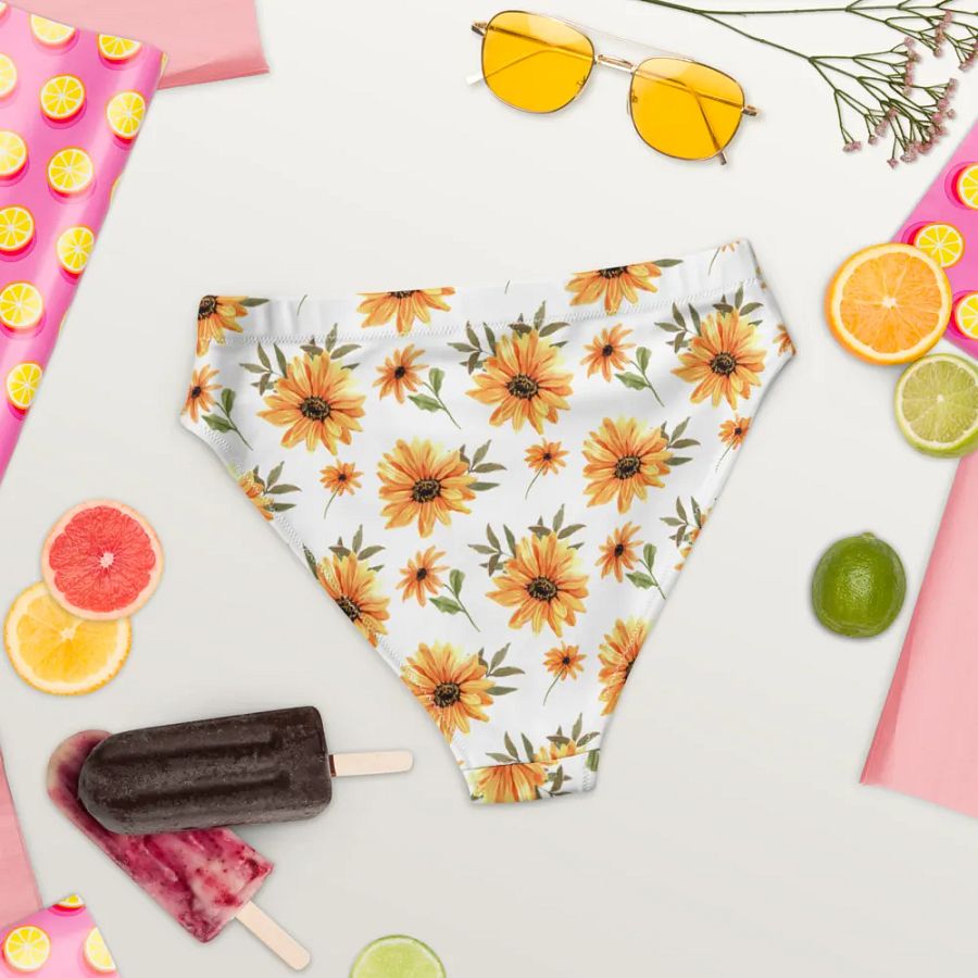 Watercolour Floral Pattern High Waisted Bikini Bottom - V1 product image (5)