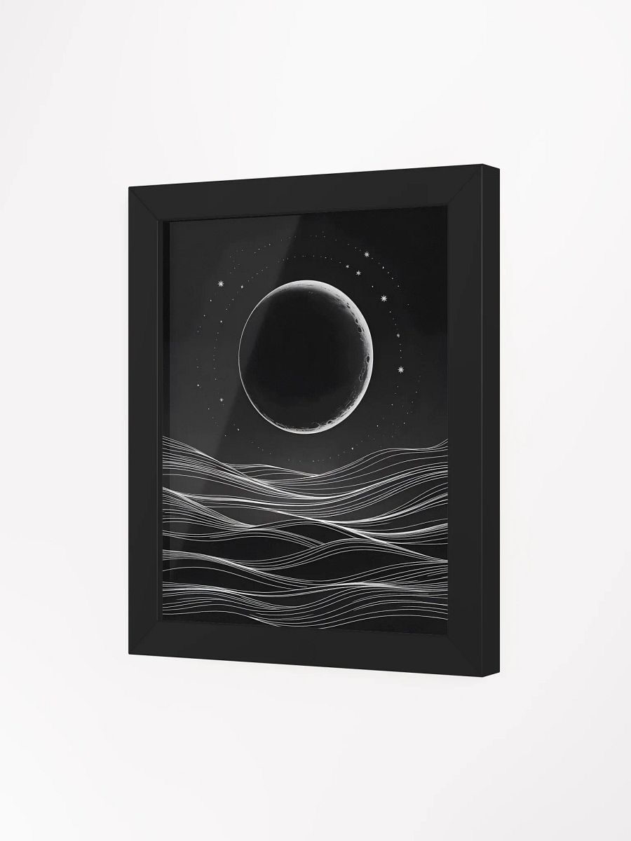 Crescent Moon Over Waves Framed Print | Minimalist Night Scene Wall Art product image (3)