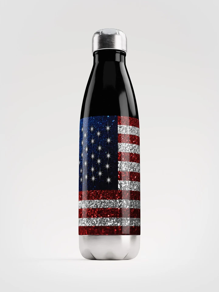 American Flag in Glitter Graphic Stainless Steel Waterbottle product image (1)