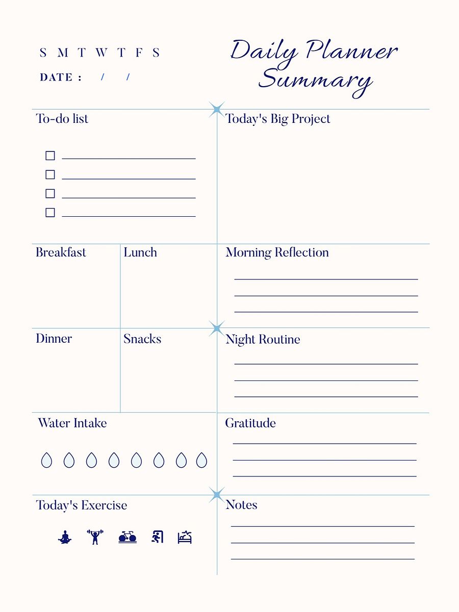 6 Piece Daily Planner Set (Blue) product image (4)