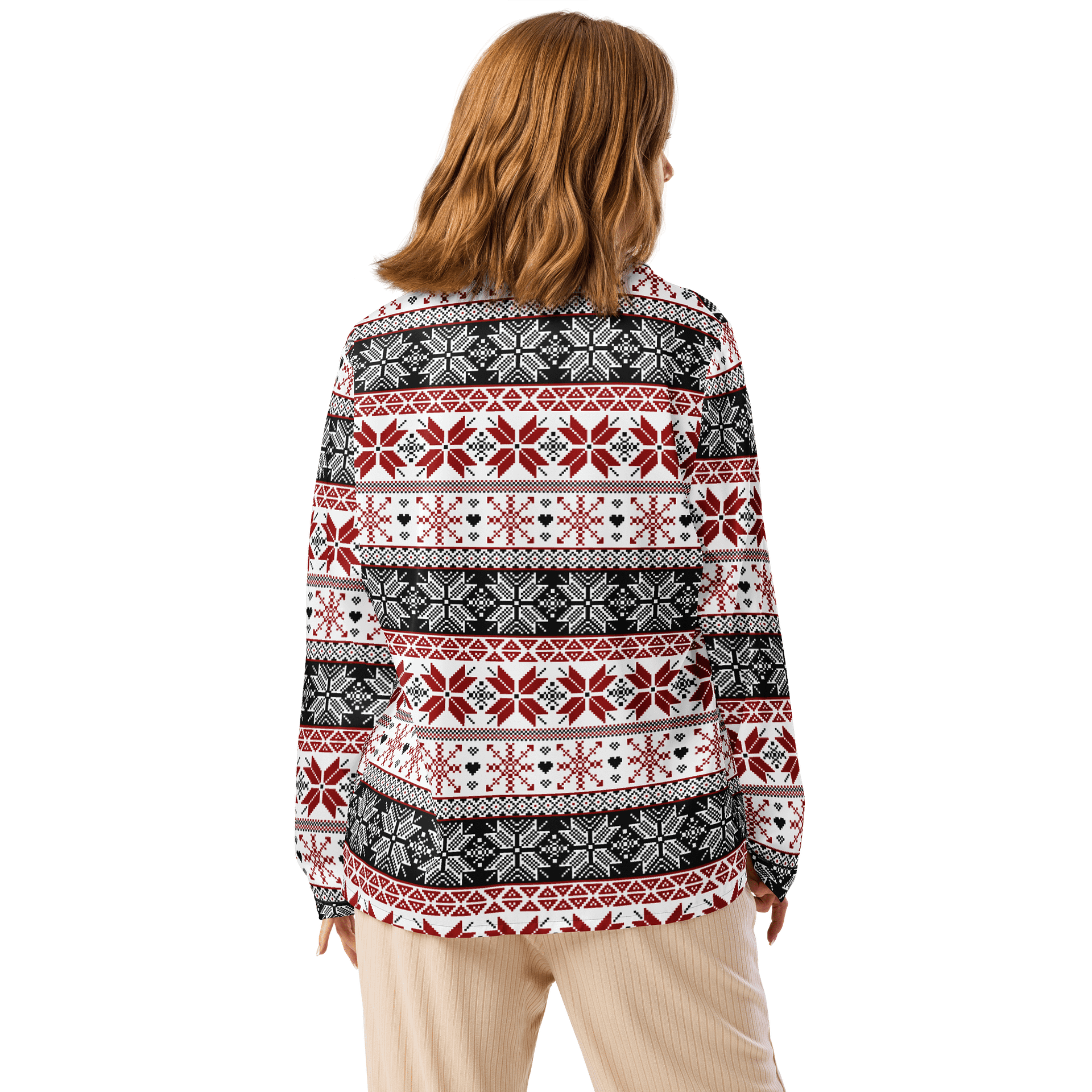 Winter Fair Isle Pyjama Top, Red & Black product image (3)