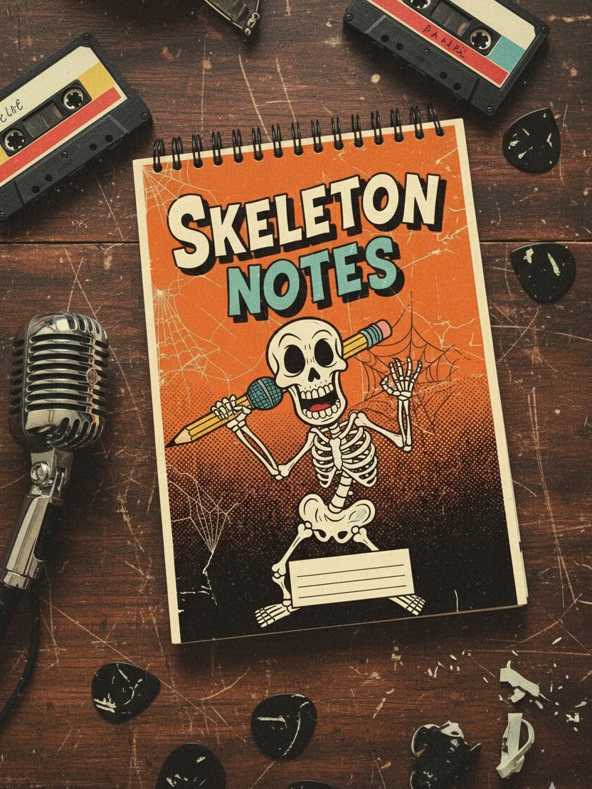 Skeleton Notes Digital Notebook Cover | Halloween Printable Journal | Retro Spooky Stationery | Vintage Comic Book Style Planner Binder product image (5)