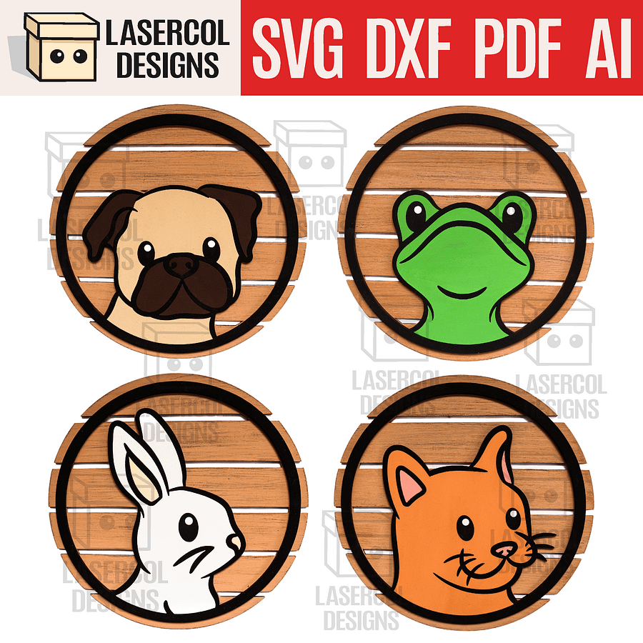 Animals DIY Paint Kit Puzzle Set 3 - Laser Cut Files product image (1)