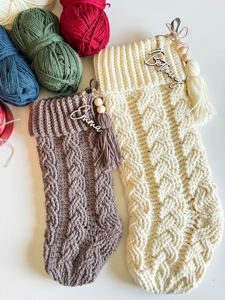 Cozy Cottage Cable Stocking Crochet Pattern product image (2)
