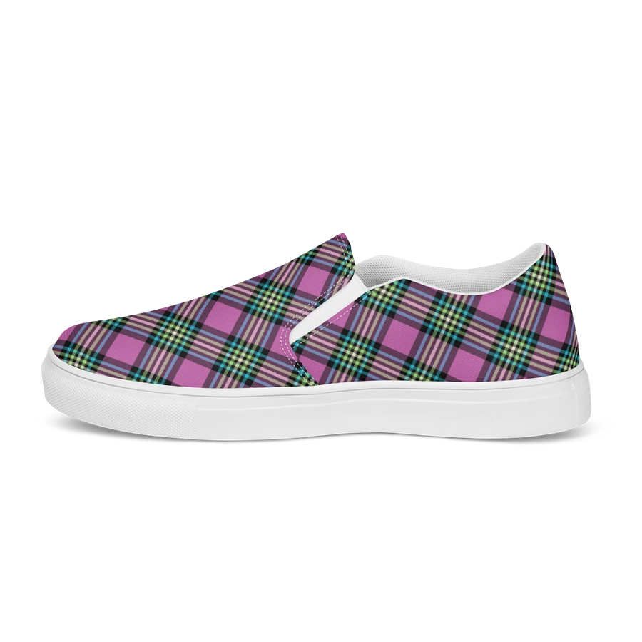 Purple Orchid and Turquoise Plaid Women's Slip-On Shoes product image (6)