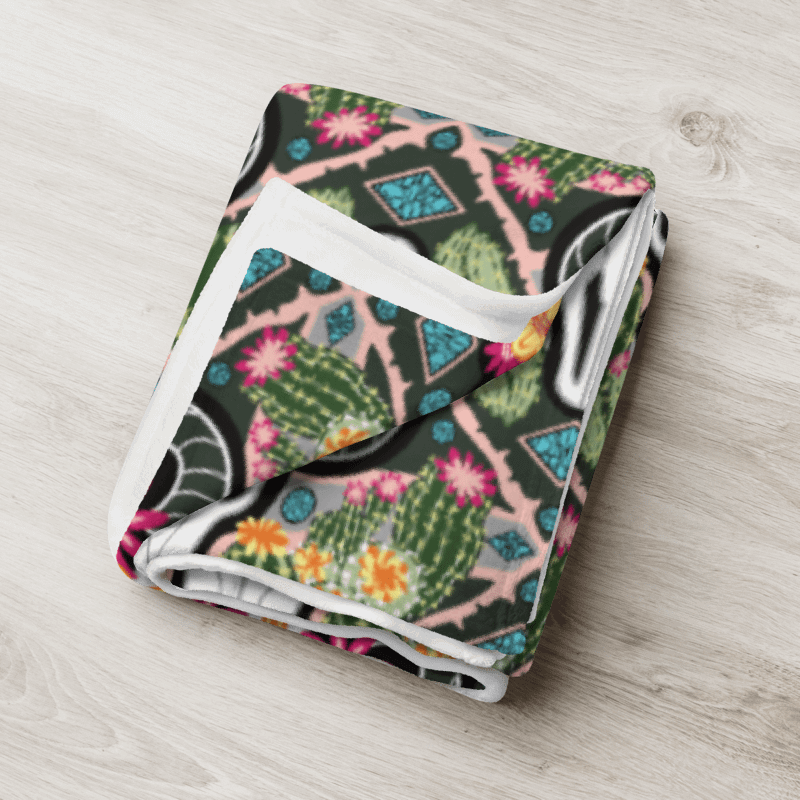 Western Americana Cacti Cow | Desert-Chic Throw Blanket in Soft Fleece product image (8)