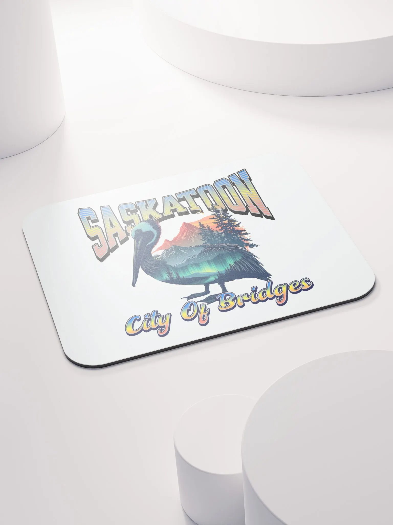 Saskatoon City Of Bridges Pelican Aurora Borealis Mouse Pad product image (4)