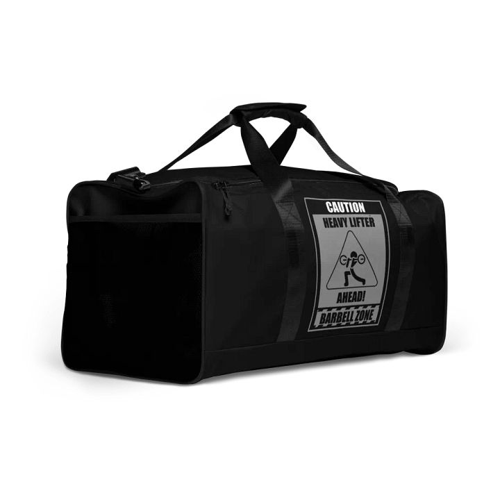 Caution Heavy Lifter Ahead-Barbell Zone Duffle Bag (Black) product image (2)