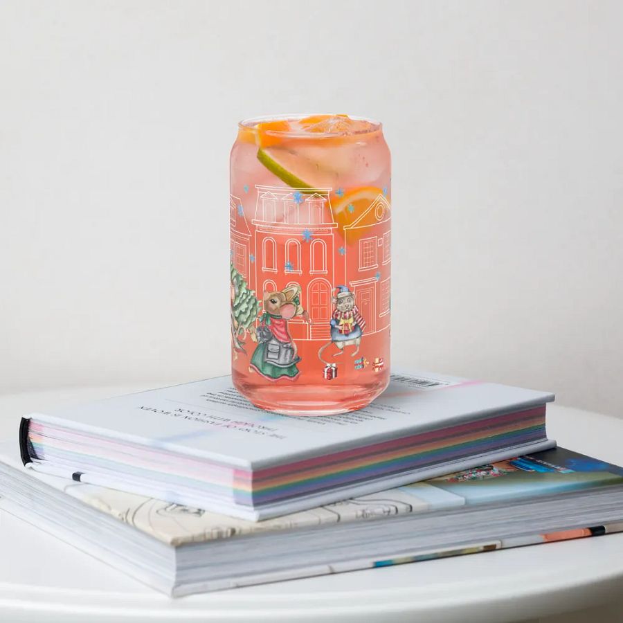 Prelude To Christmas Glass Can Tumbler | 16oz Holiday-Themed Drinkware | Festive Winter Scene Design product image (8)