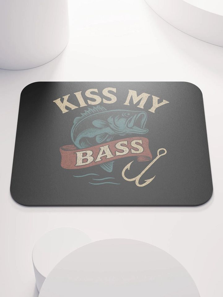 Kiss My Bass Mouse Pad – Vintage Fishing Humor Desk Decor product image (1)