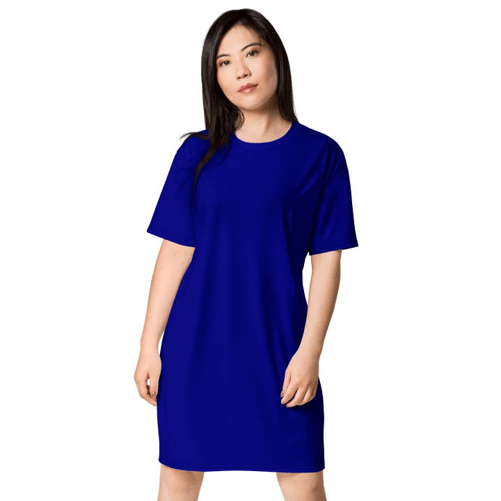 Plain Color Navy Blue T-Shirt Dress product image (1)