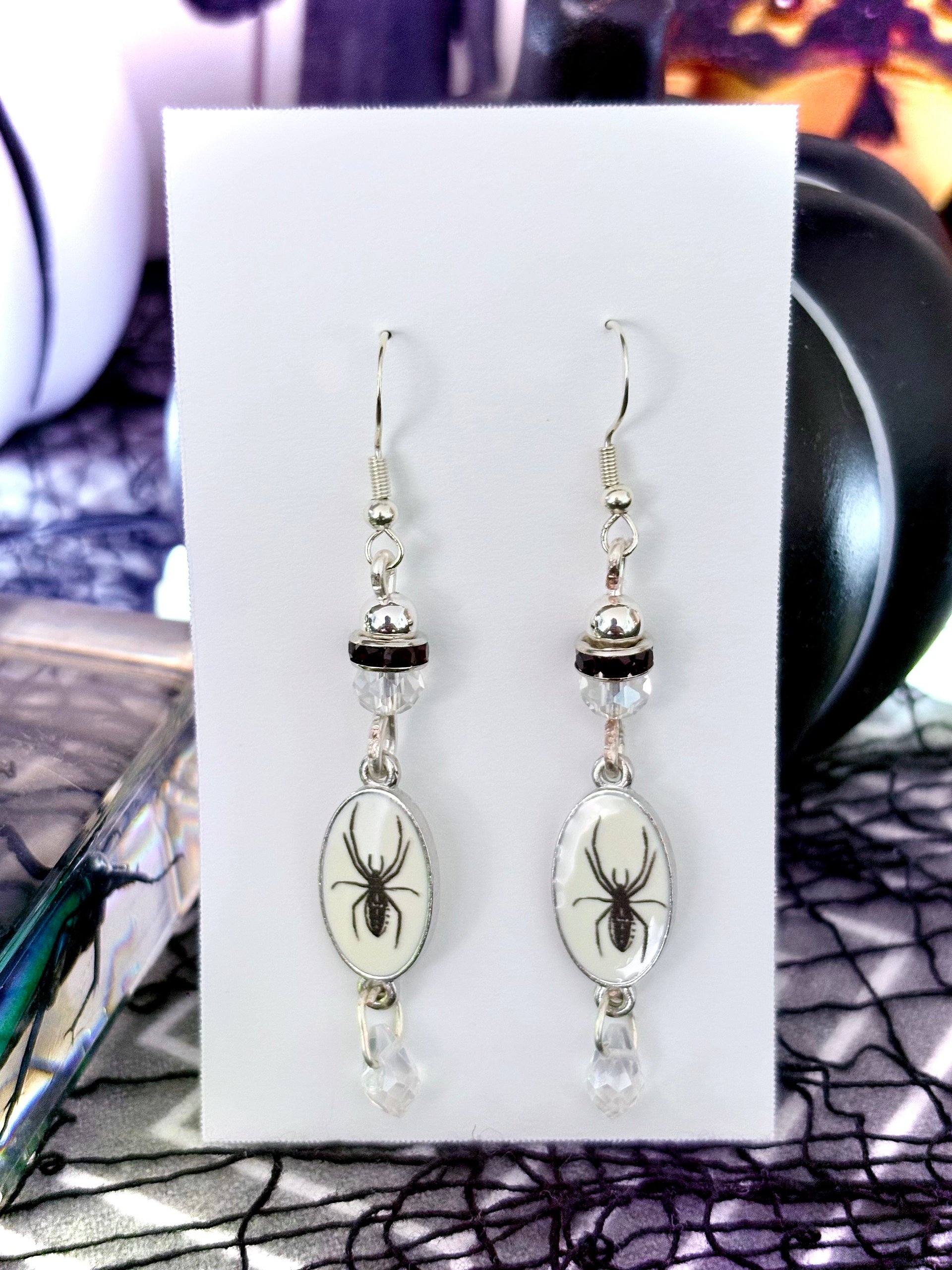 MFD-00240 | Spooky Spider Dangle Earrings 🕷️✨ | Handmade Halloween Jewelry by Monique Faella Designs™ product image (2)