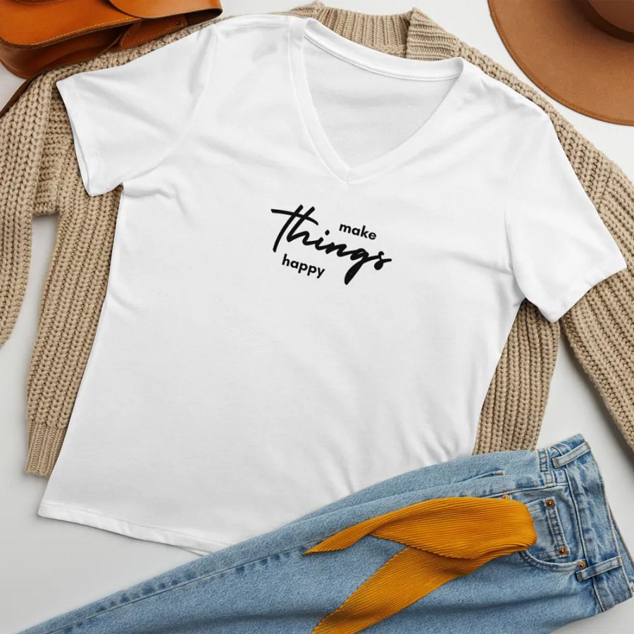 'Make Things Happy' Women's V-Neck Tee product image (30)