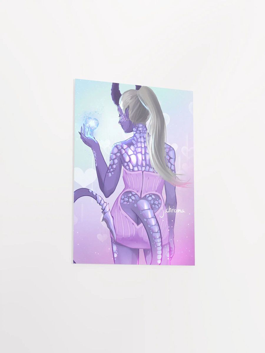 Beirra Glaswynter - Tiefling Sorceress - Heartdress Pinup - 5x7 8x10 Poster - Art by CosmicChroma product image (3)