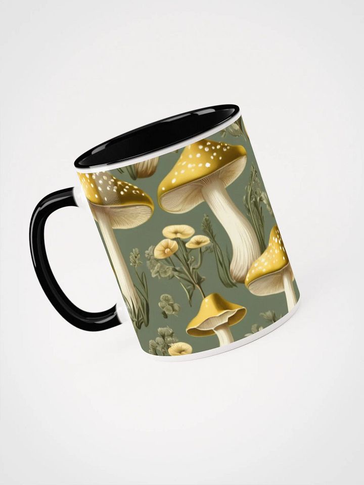 Coffee Mug with Color Inside - Golden Mushrooms on Light Green product image (2)