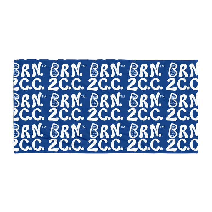 BRN.2C.C.™ | Coastal Classic Beach Towel | All-Over Logo Print | Vibrant Colors for Salty Souls | White Logo on Cerulean Blue product image (1)