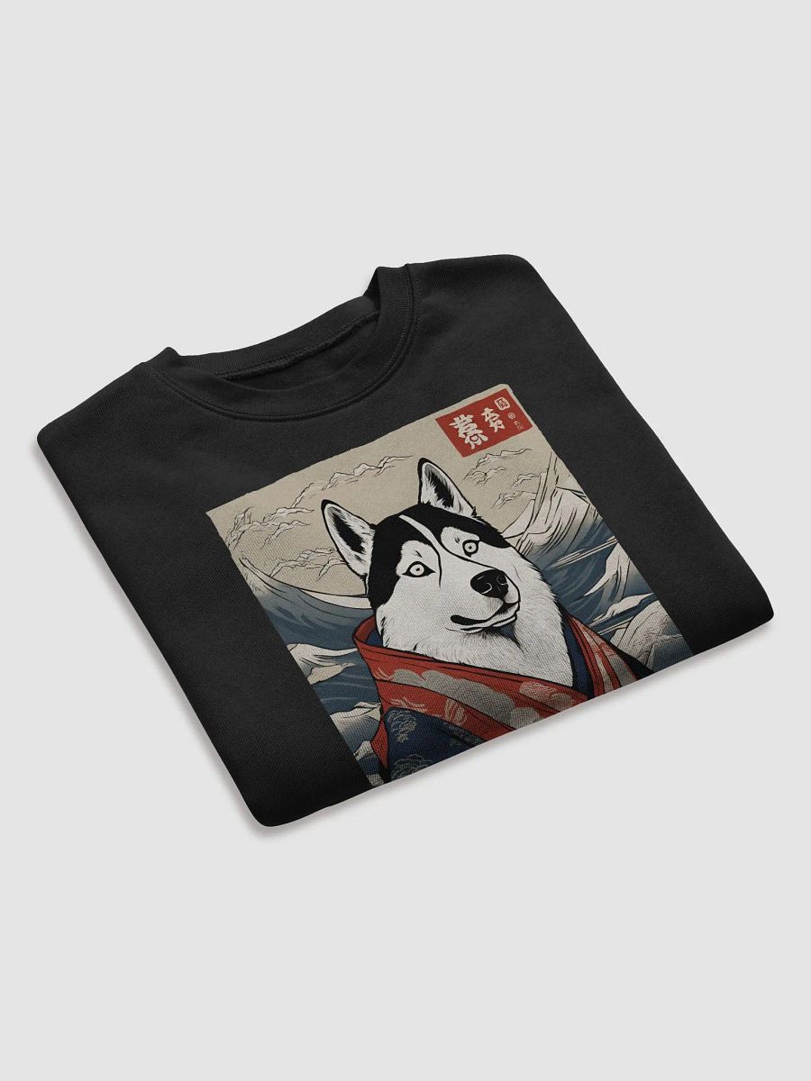 Funny Husky Ukiyo-e Women's Fleece Crop Sweatshirt product image (7)