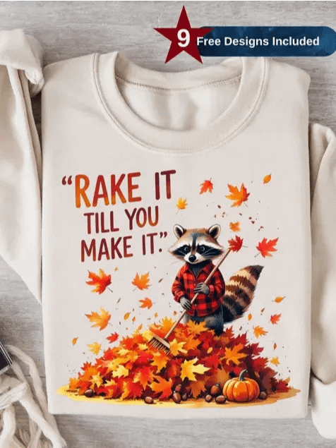 Kids Crew Neck T-Shirt Raccoon Autumn Vibes product image (5)