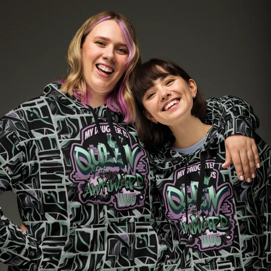 Queen of the Awkward Hug #Autism All Over Print Hoodie product image (3)