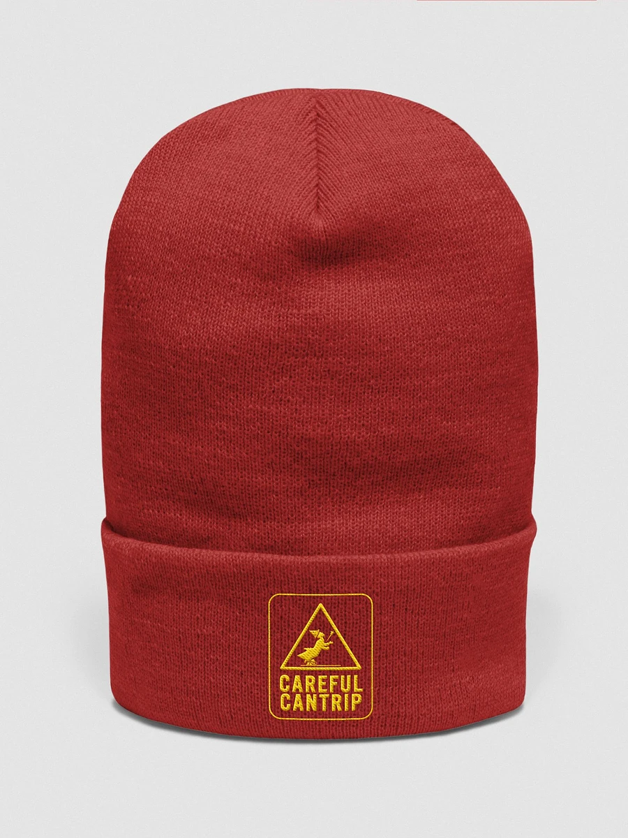Careful Cantrip Logo Beanie Red (Yellow logo) product image (1)