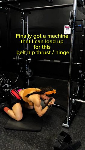 Carolyne Marquez ~ Finally got a machine 
that I can load up 
for this 
belt hip thrust / hinge. I keep perfecting it little ...