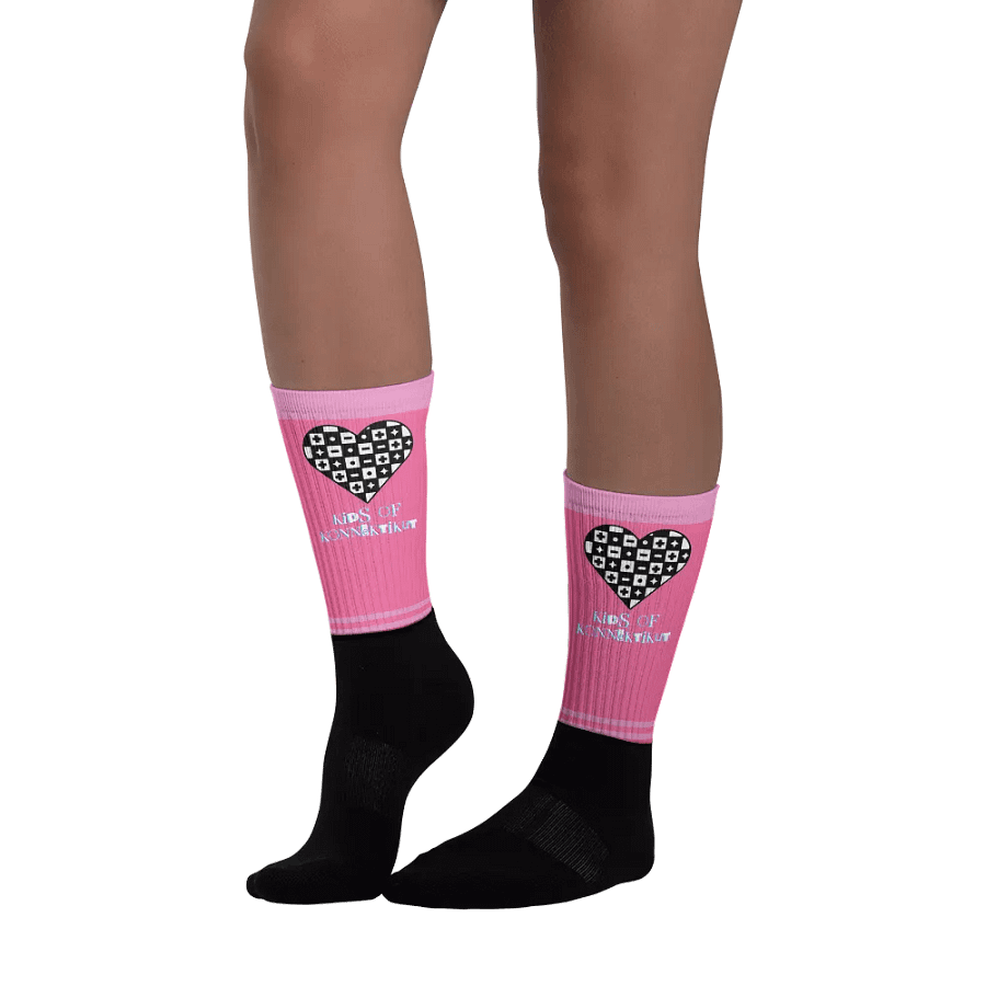 Pink Checkered Heart Socks (Unisex) product image (3)