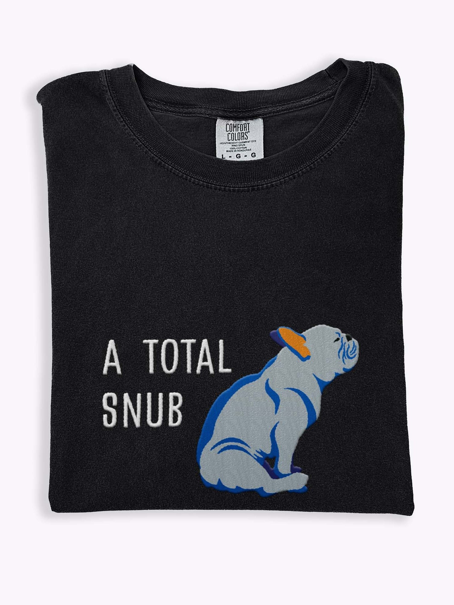 A Total Snub T-Shirt(Embroidered) of a French Bulldog(Blue) product image (1)
