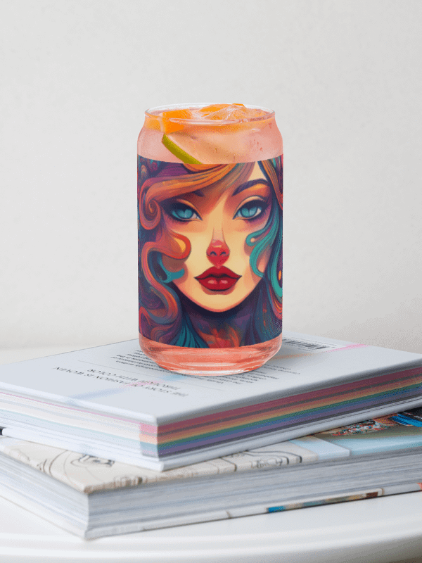 Mystic Goddess Can Glass | Fantasy Art Can-shaped Tumbler | 16oz Drinking Glass with Bamboo Lid & Straw product image (1)