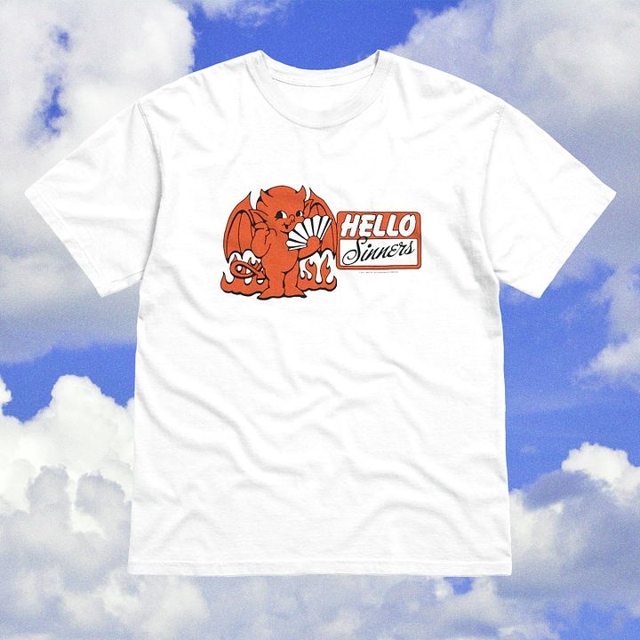 'Hello Sinners' Heavyweight T-Shirt - White product image (1)