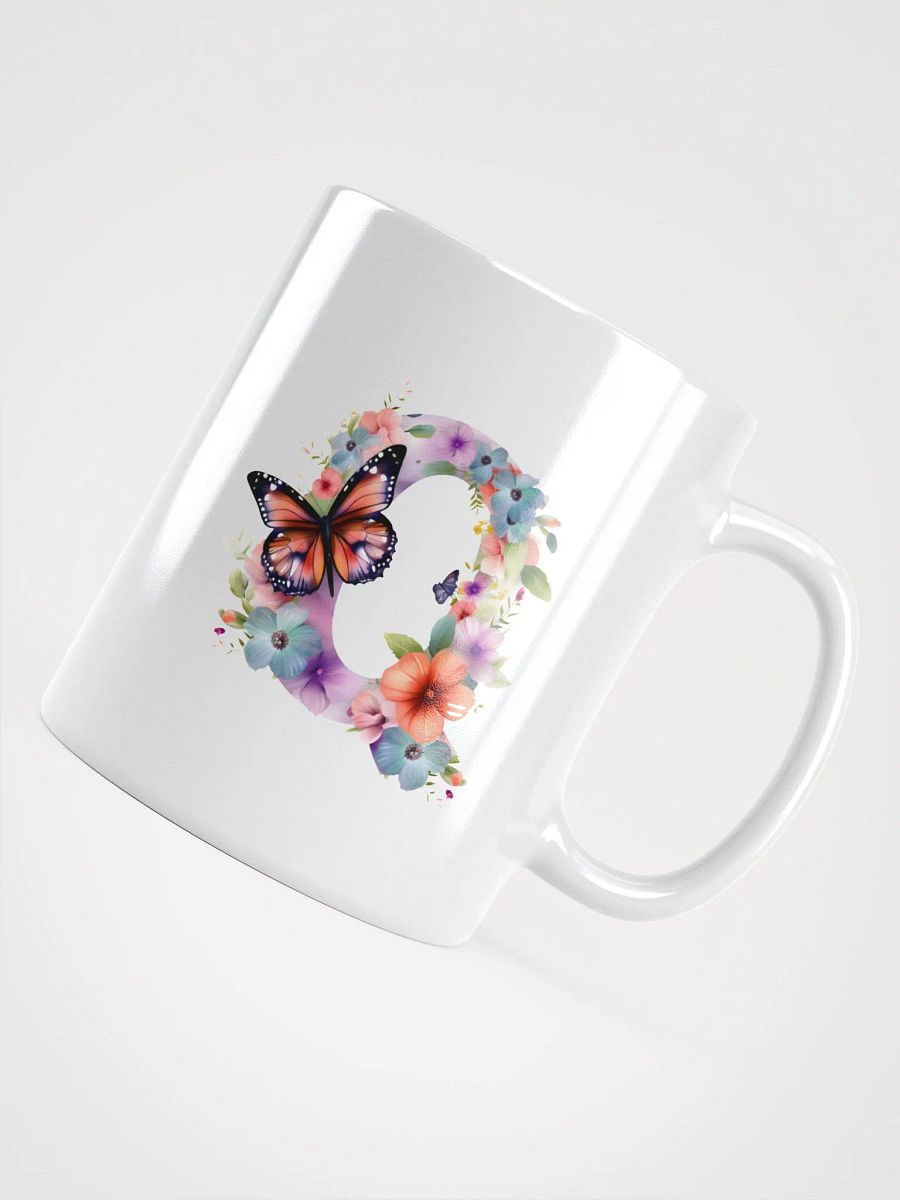 Letter Q Monogram Floral Fantasy White Glossy Mug product image (10)