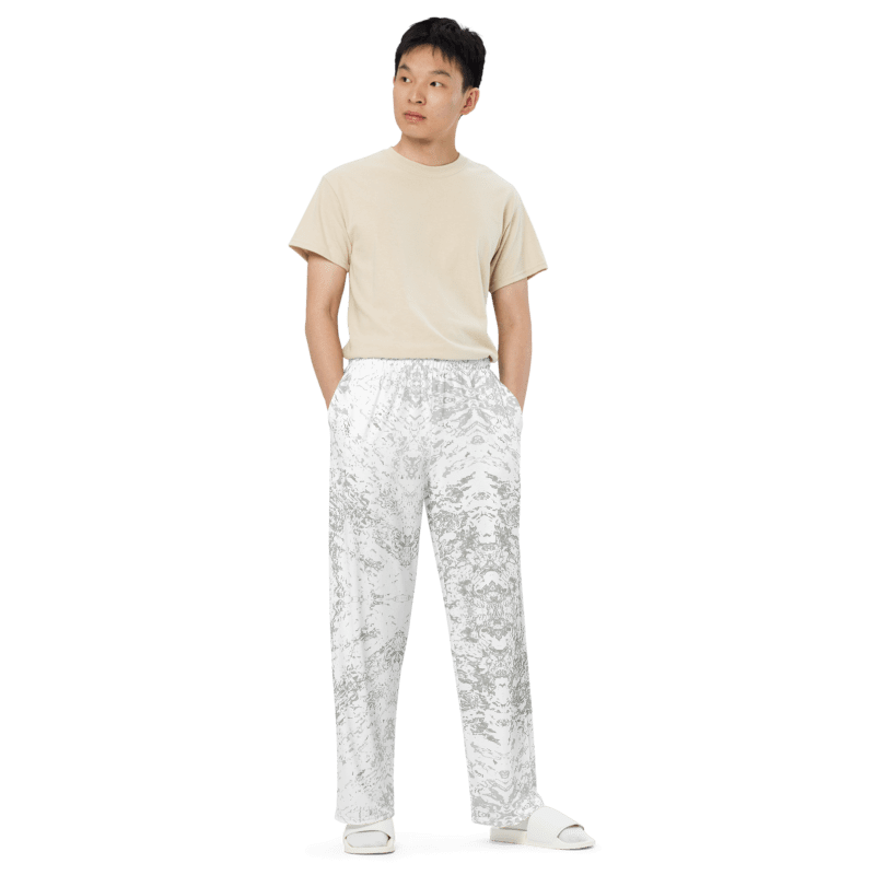 Abstract Pale Monochrome Unisex Wide Leg Trousers product image (3)