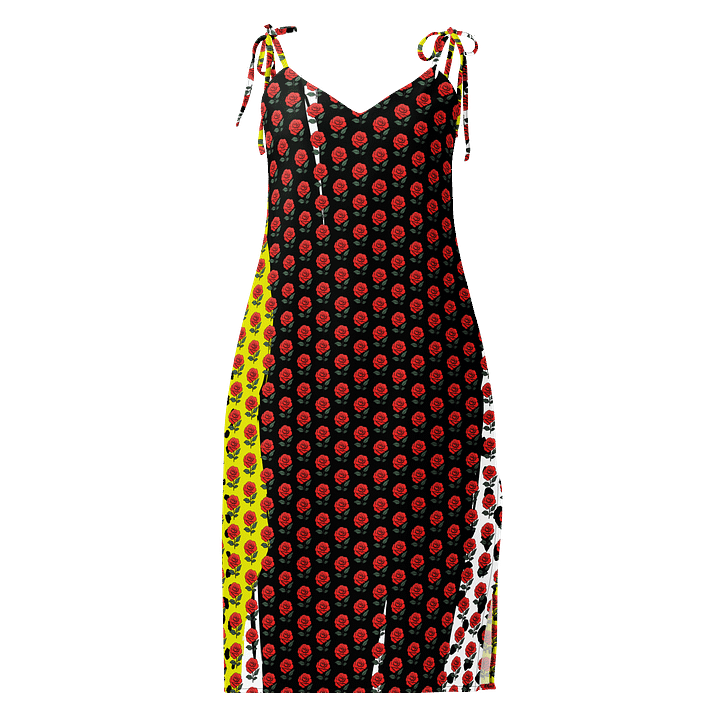 Red Rose Garden Patchwork Midi Chiffon Dress product image (1)