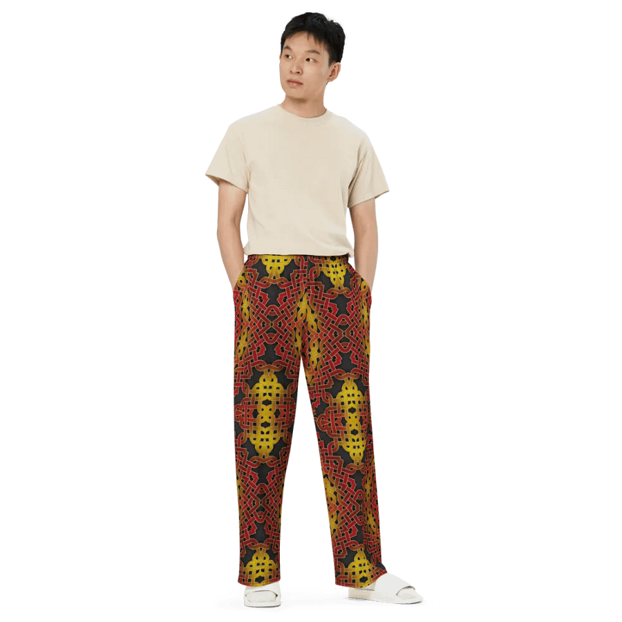 Orange and Gold Celtic Knot Kaleidoscope Wideleg Pants product image (3)
