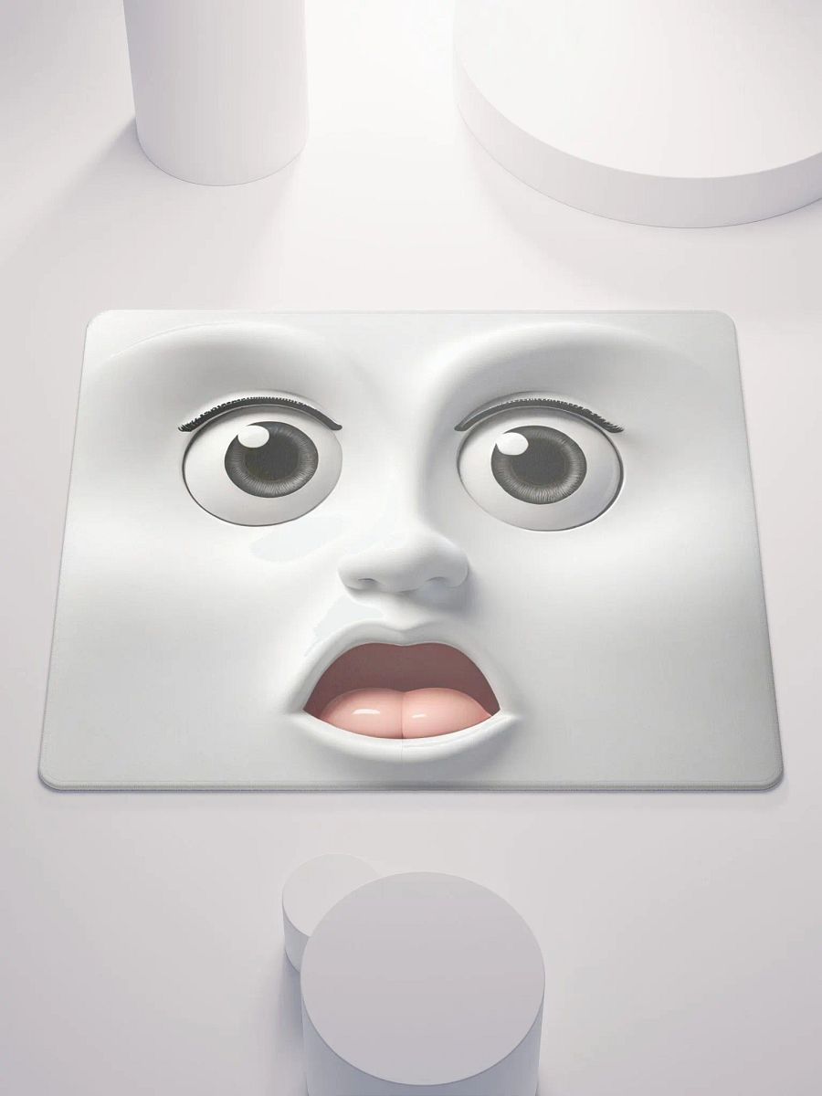 Surprised Expression Premium Mouse Pad: Add a Pop of Fun to Your Desk! product image (1)