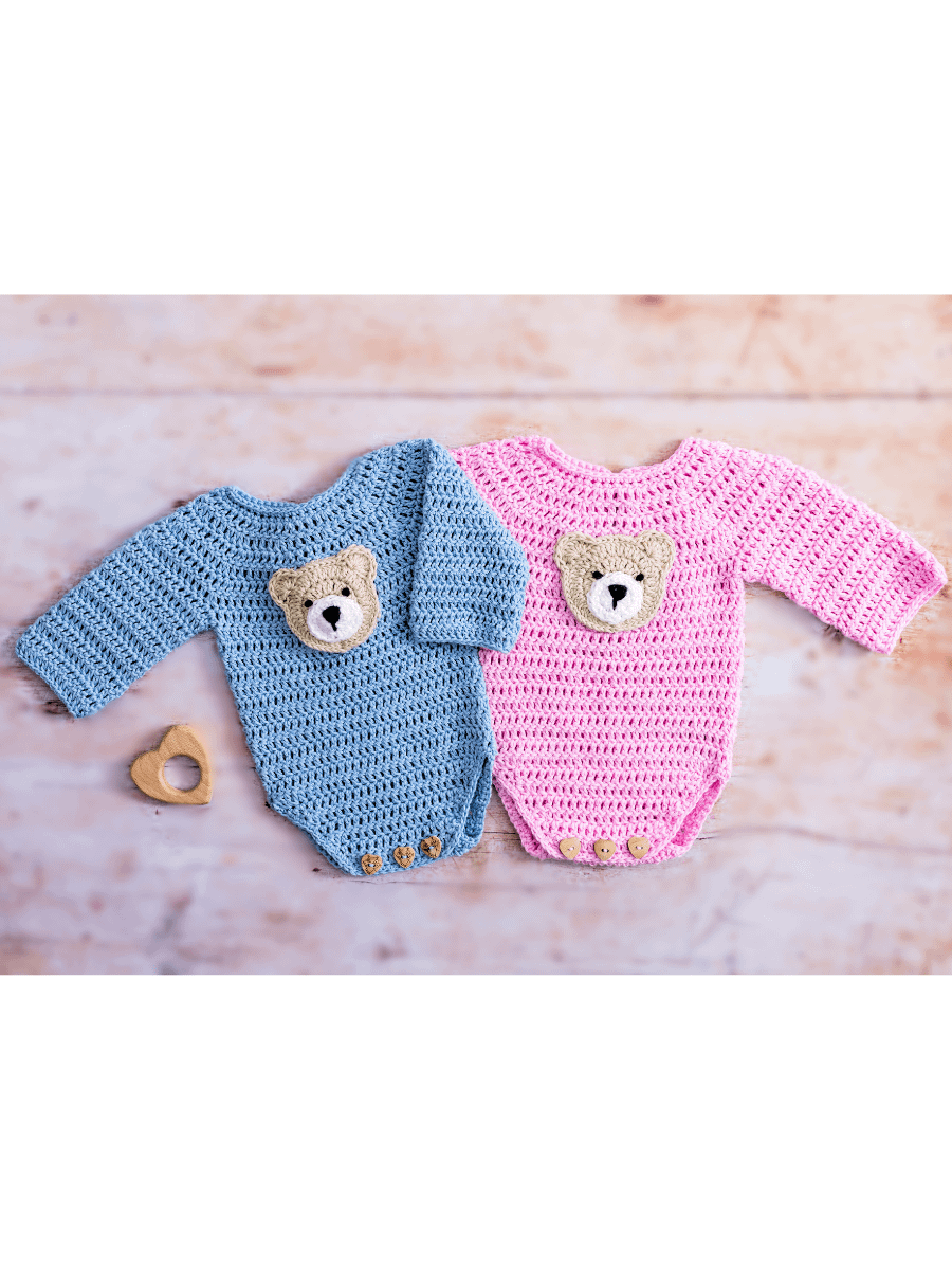 Crochet Baby Romper Pattern (with Teddy Bear Applique) product image (4)