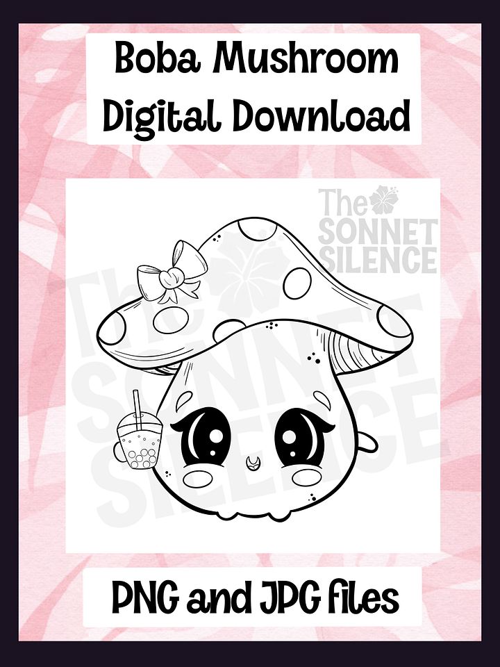 Boba Mushroom line art Digital download product image (1)