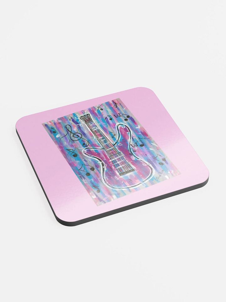 My Guitar (art by Dina R.) acrylic painting picture Glossed Cork Coaster product image (2)