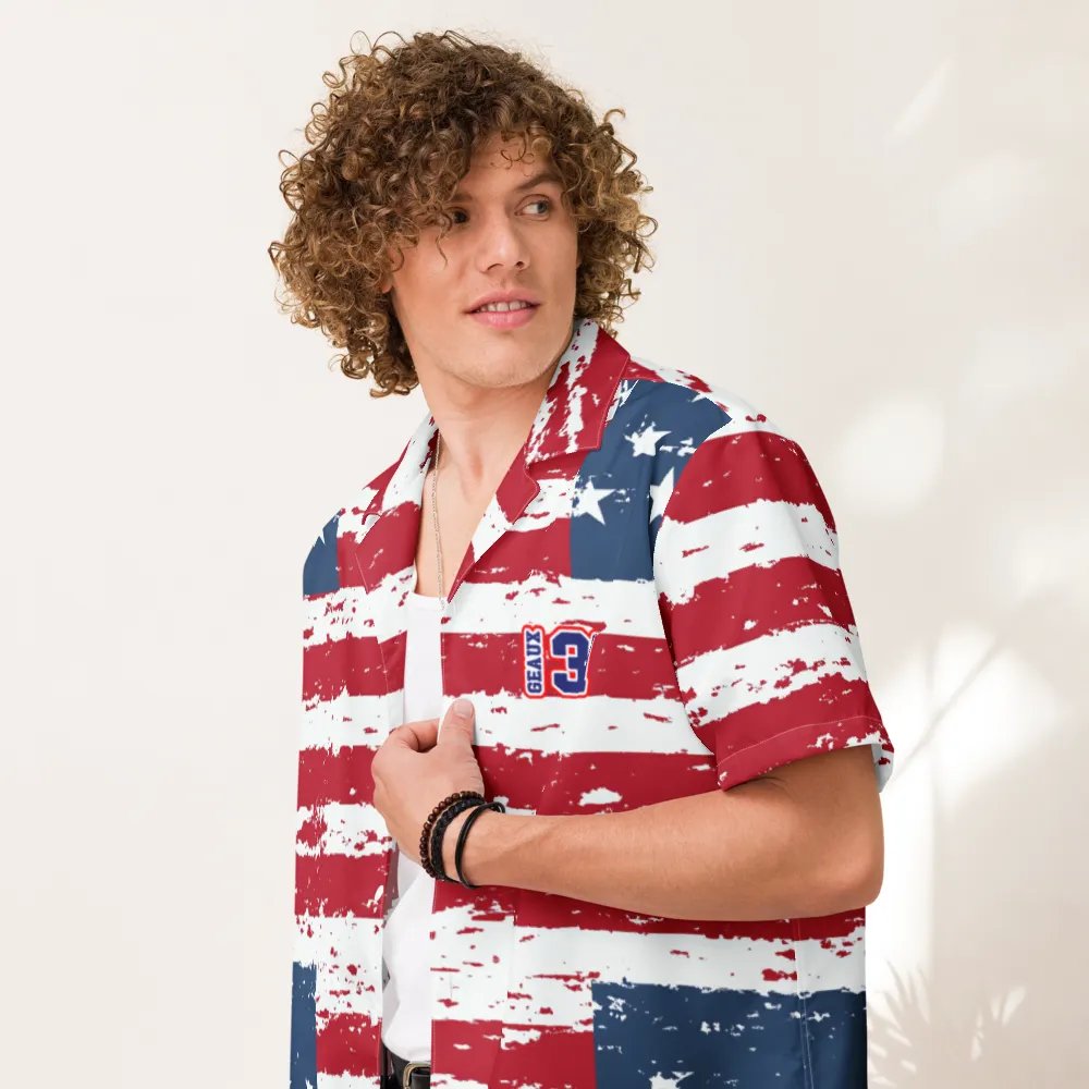 Geaux 31 - Vintage Flag Pattern Hawaiian Style Shirt product image (7)