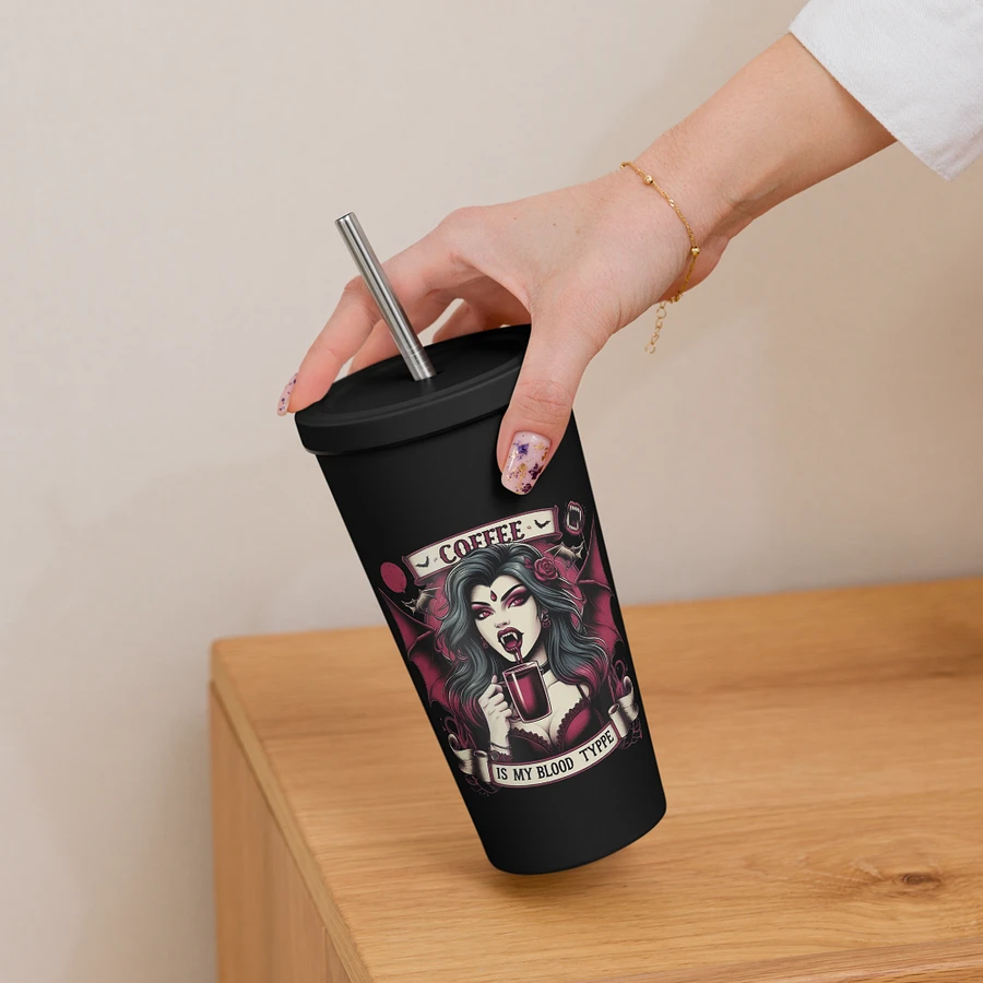 Coffee Is My Blood Type - Insulated Tumbler with a Straw product image (33)