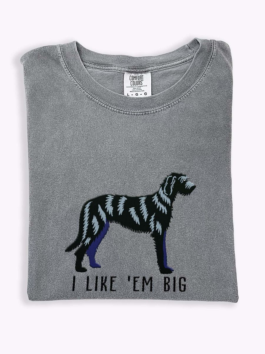I Like 'Em Big T-Shirt(Embroidered) of an Irish Wolfhound(Black) product image (1)