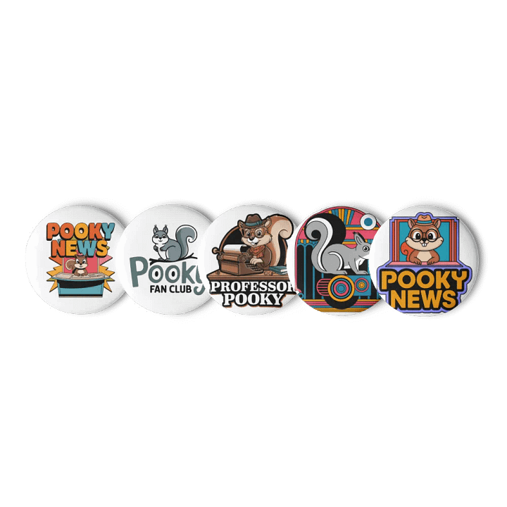 Original Pooky Artwork Buttons: Set of Five -s product image (1)
