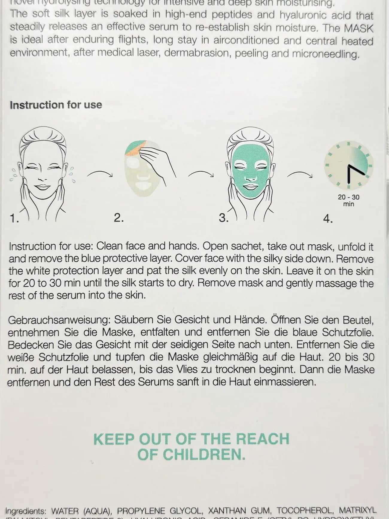 4盒Dermaroller玻尿酸補水保濕修護急救面膜送德國Dermaroller滾針 product image (4)