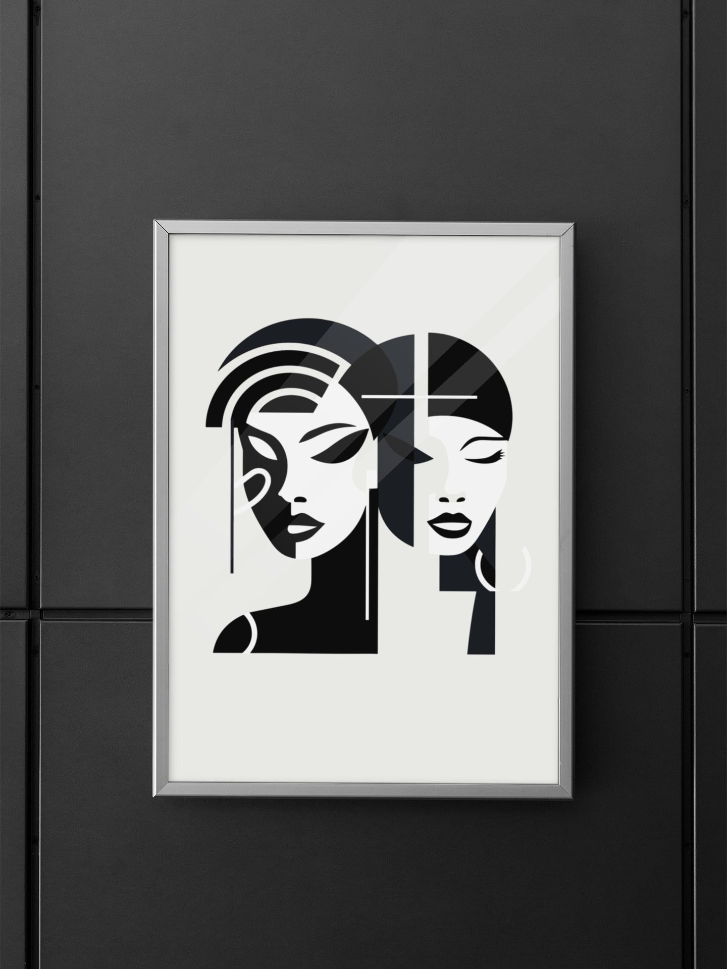 Black and White Minimalist Faces Poster, Abstract Dual Portrait Art Print, Modern Contemporary Graphic Wall Art for Stylish Decor product image (5)