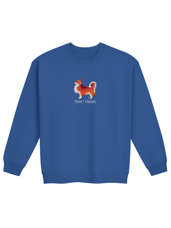 Pocket Piranha Sweatshirt (Embroidered) of a Longhaired Chihuahua(Red) product image (1)