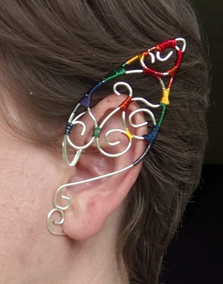 Wire Elf Ears - Long Silver Rainbow product image (2)