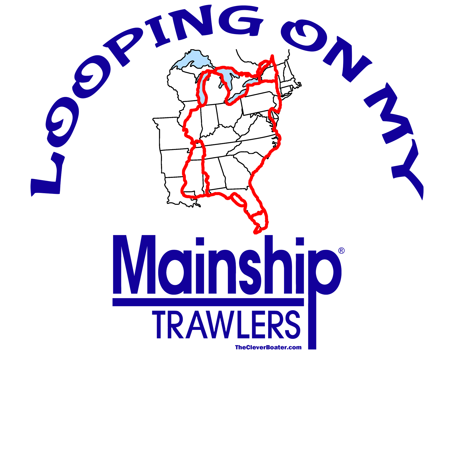 Looping On My Mainship - T-Shirt - Light Shirt w/Blue Logo product image (5)