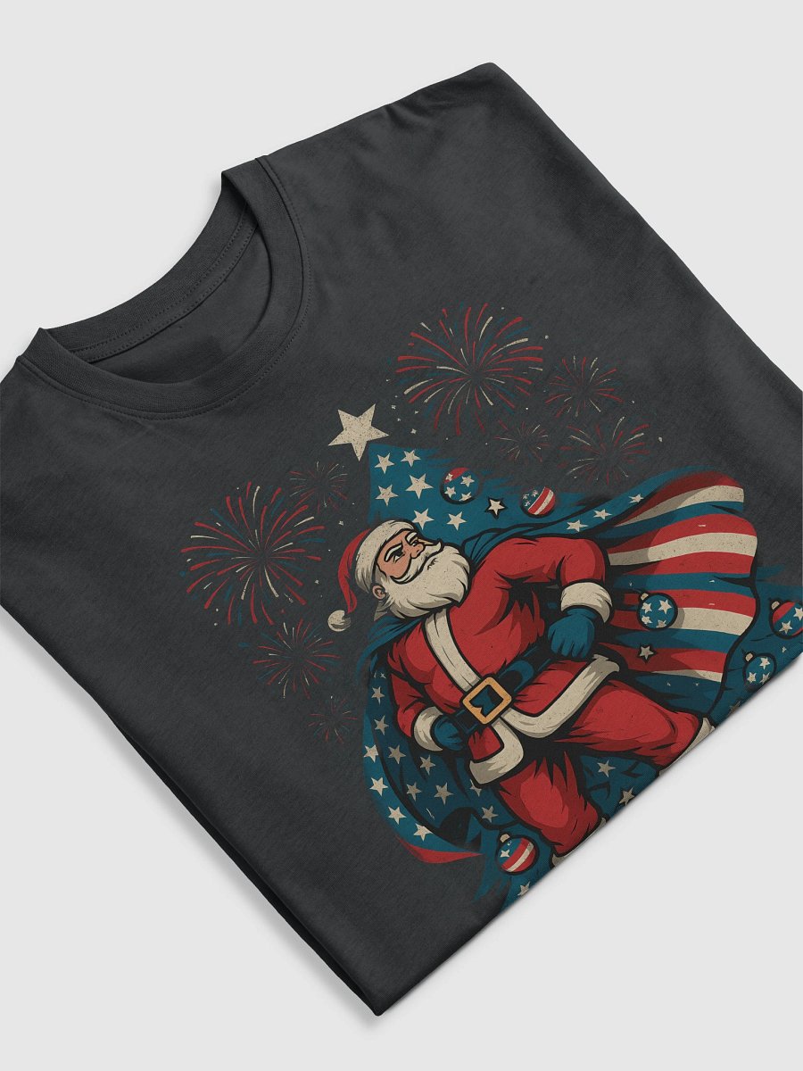 Patriotic Santa Claus American Flag Superhero Christmas Tree Men's Tee product image (6)
