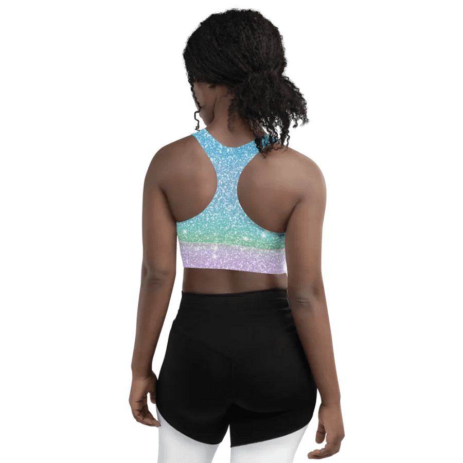 Glitter Unicorn Texture Design Longline Sports Bra - 6 product image (5)